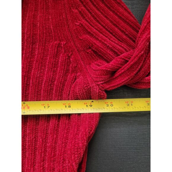 Vintage Designers Originals Fur Trim Knit Zip Up Cardigan Size M Red Preppy - Picture 5 of 6